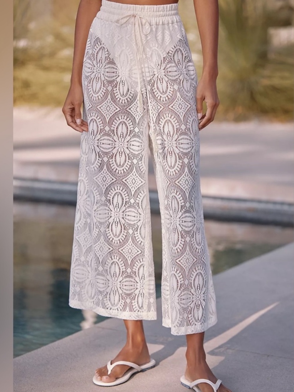 Farm Rio Lace Wide-Leg Pant